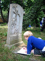 Boy in graveyard
